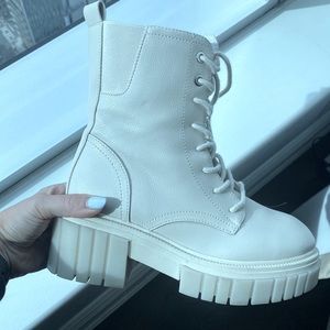 cream combat boots size 6- worn once